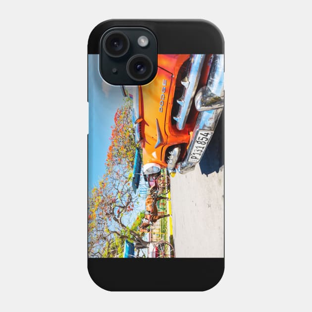 Orange Car In Cuba Phone Case by tommysphotos