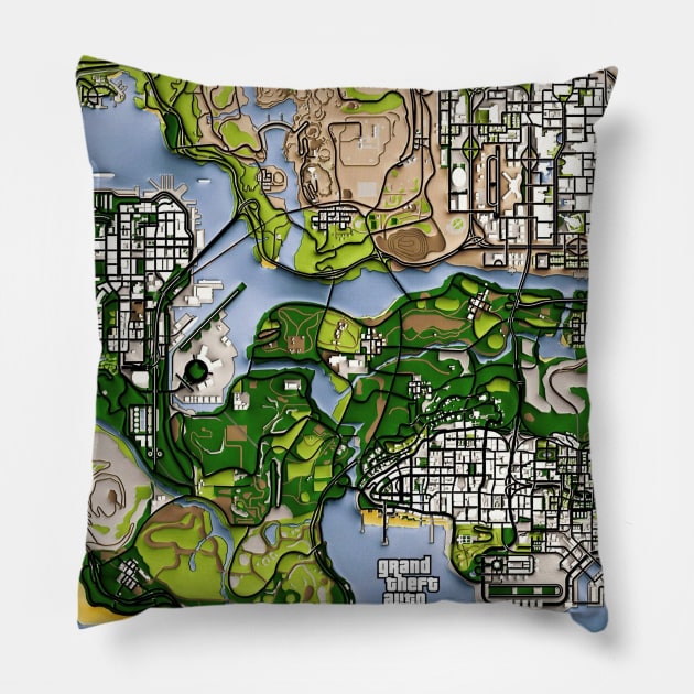 Gta San Andreas Map Pillow by Pliax Lab