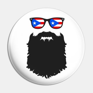 Puerto Rican Hipster Beard Puerto Rico Boricua Proud Pin