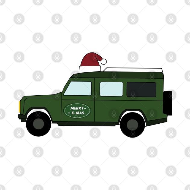 4x4 Off-Road Vehicle Suv Santa Hat Merry Christmas by Oddoty