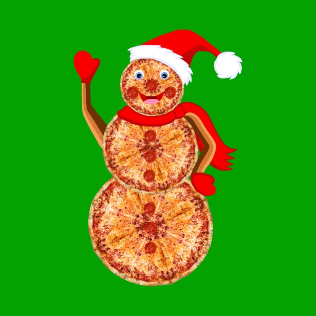 Christmas Pizza Snowman by Art by Deborah Camp