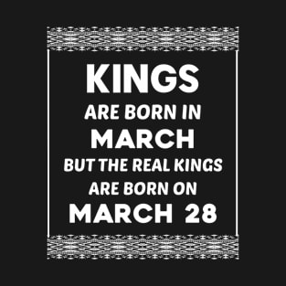 Birthday King White March 28 28th T-Shirt