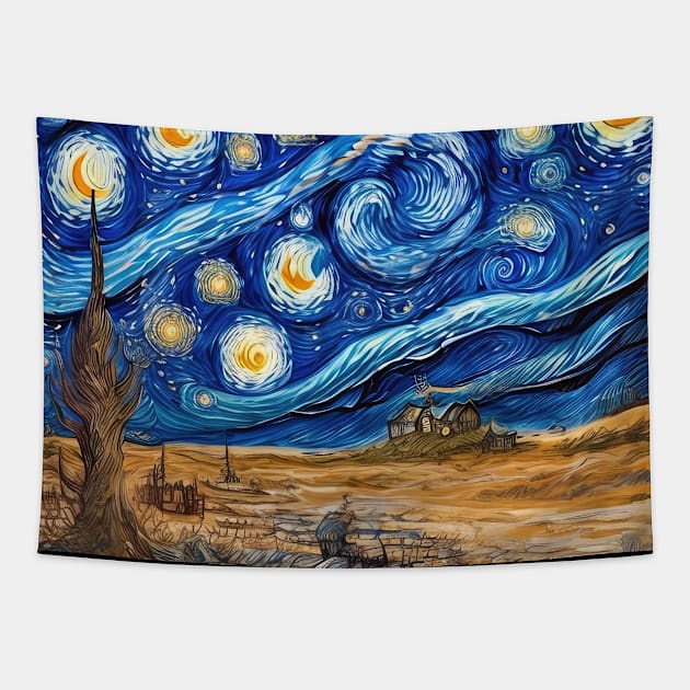 Starry Night Style Tapestry by Buff Geeks Art