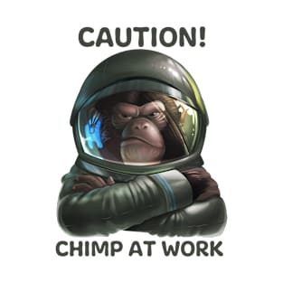 Happy-Me – Caution! Chimp At Work – Space Monkey T-Shirt