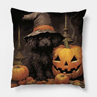 Black Dog Halloween Pillow