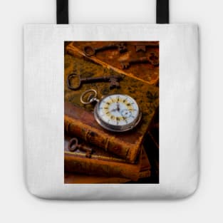 Beautiful Classic Pocketwatch On Old Books Tote
