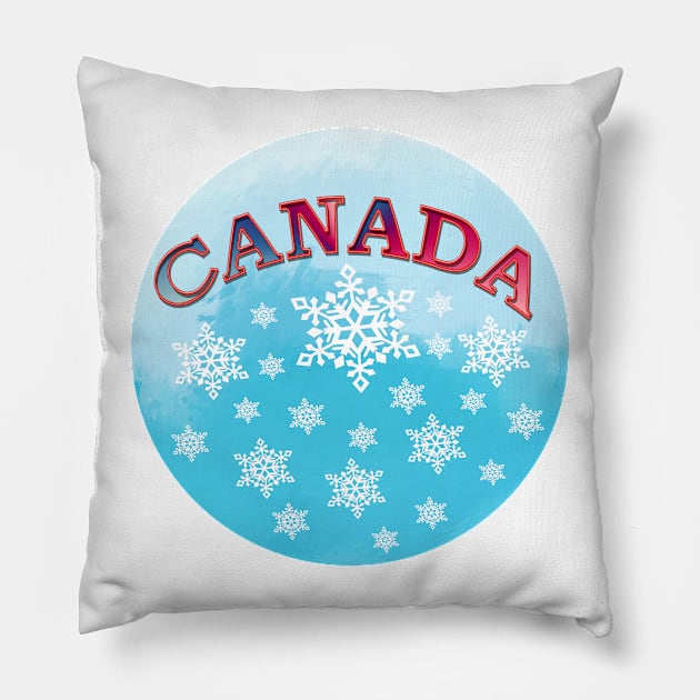 Celebrating winter with Snowflakes falling in Canada Pillow by Star58