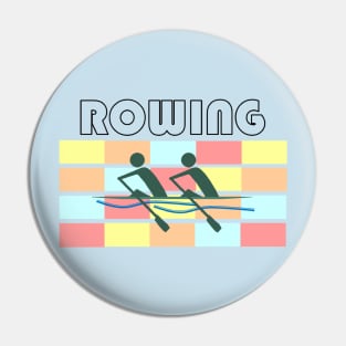 Sculling Double Rowing - Checker Color No Border Pin