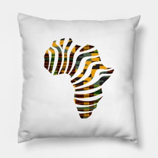 Kente, Africa Map with Stripes, Ghana Pattern Pillow