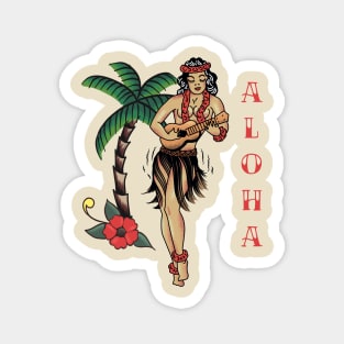 Jerry Style Traditional Aloha Hula Pinup Girl In Hawaii Magnet