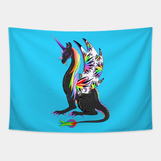 Rainbow Unicorn Dragon Tapestry by MelanieJeyakkumar