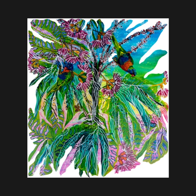 An Australian Rainbow Lorikeets Parrot Party by traceyart