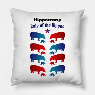 Hippocracy, Rule of the Hippos- Funny Hippopotamus Design Pillow