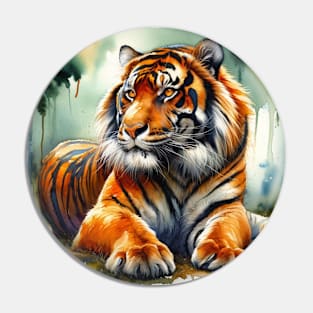 Whisper of the Wild: Striking Tiger Watercolor Pin