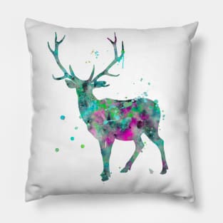 Deer Watercolor Painting Pillow