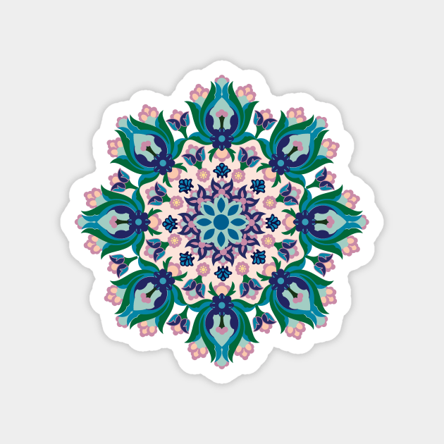 Persian Floral Mosaic Pink Pattern Magnet by oknoki