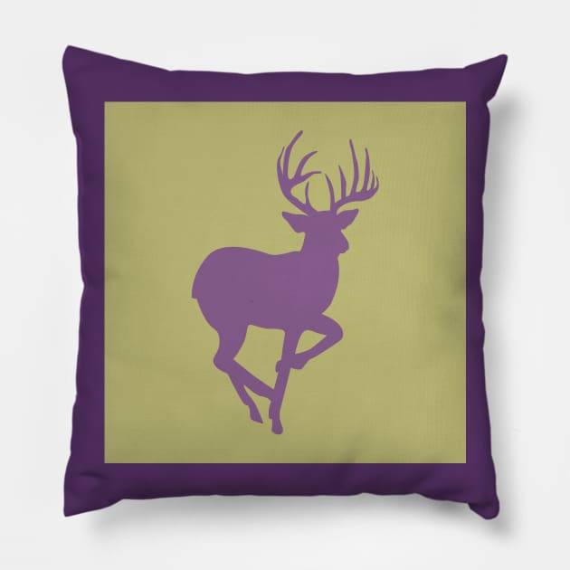 Green Purple Deer Buck Pillow by KelsterLaneCreative