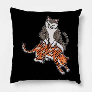 Cat Inking Tiger Tattoo On Cat Pillow