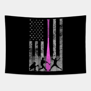 Pink Bat Baseball Flag Baseball Breast Cancer Awareness Tapestry