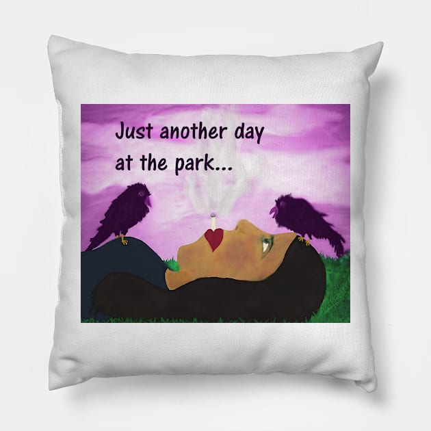 "Just Another Day" art products Pillow by Mzzart