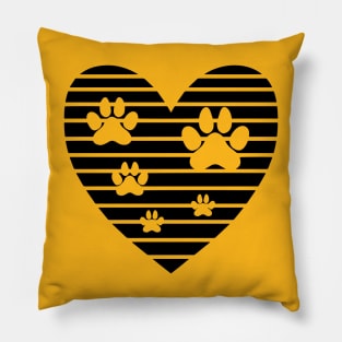 Dog Love Heart with cute paw puppy care, pet friendly logo Pillow