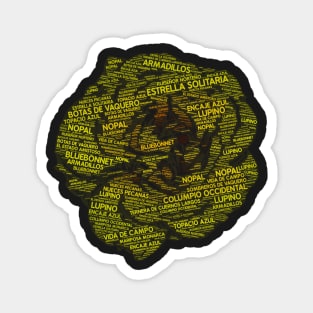 Yellow Rose Texas Symbols Spanish Word Cloud Magnet