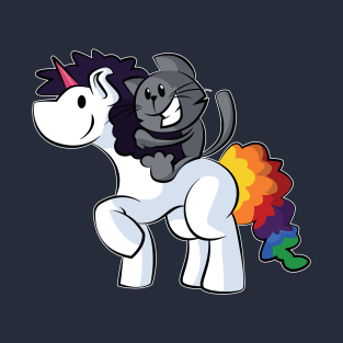 Joyful cat on a unicorn riding happy unicorn T-Shirt