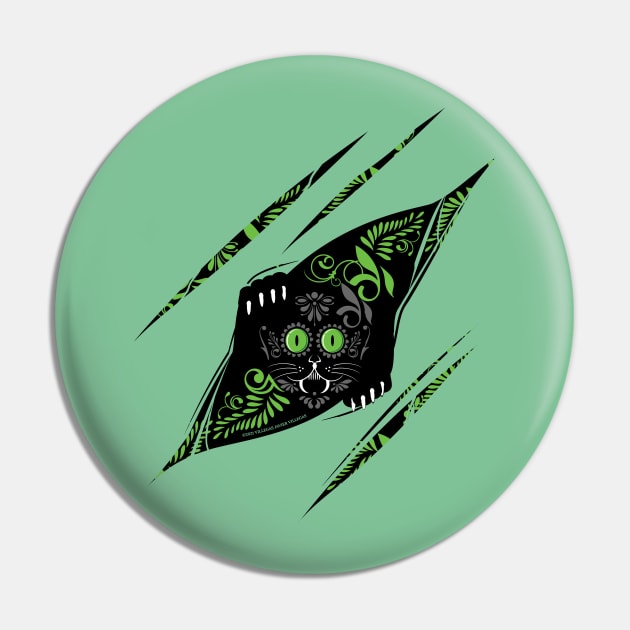 Peekaboo green cat Pin by vjvgraphiks