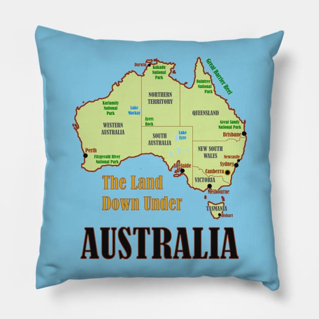 Australia Map Pillow by Pr0metheus