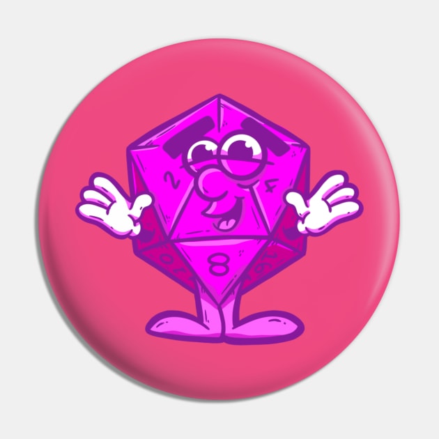 Twenty Sided Die Guy Pin by PrettyGoodPosters