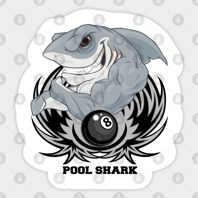 Pool Shark Billiards Gray Great White Cartoon 8 Ball Graphic - Pool Shark - Sticker | TeePublic Pool Shark Billiards Gray Great White Cartoon 8 Ball Graphic - Pool Shark - Sticker | TeePublic