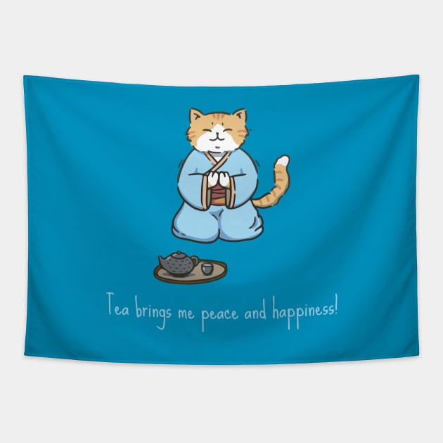 Tea brings me peace and happiness Tapestry by CuppaDesignsCo