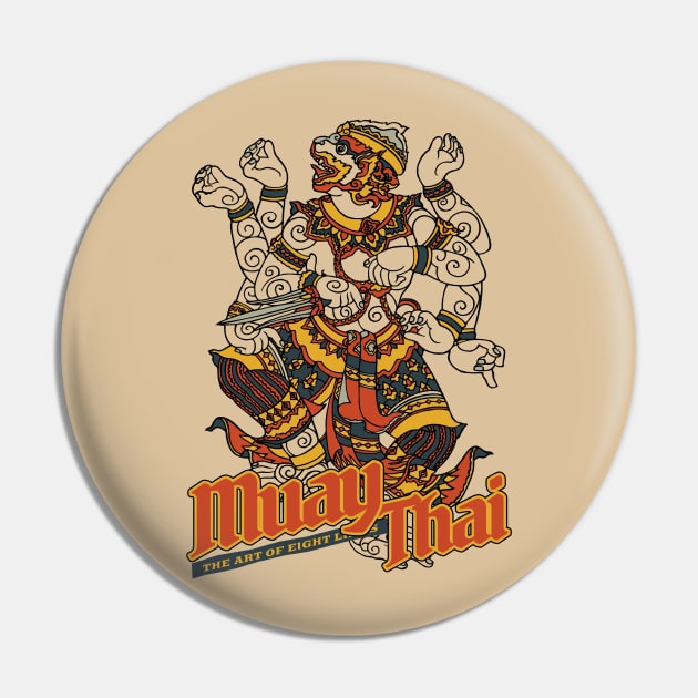 Vintage Muay Thai Hanuman Tattoo Pin by KewaleeTee