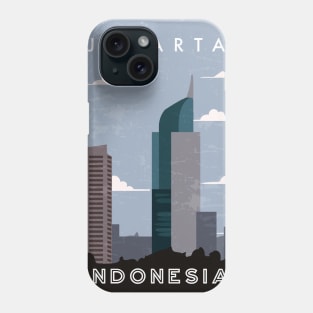 Jakarta, Indonesia. Retro travel poster Phone Case