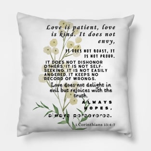 1 Corinthians 13:4-7, Famous Bible Verse. Pillow