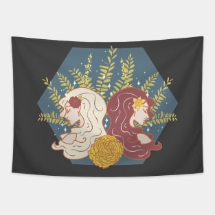 Gemini Twins (Navy) Tapestry