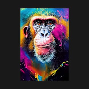 Chimpanzee Ape Animal Discovery Adventure Nature Planet Earth Paint T-Shirt