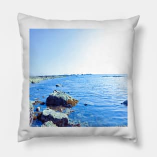 A rocky seaside in Oman light blue version Pillow