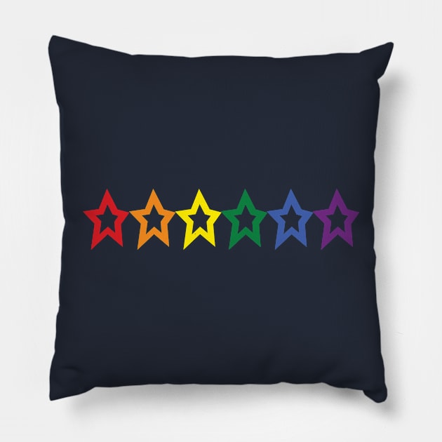 Pride Rainbow Colored Stars Row Pillow by ellenhenryart