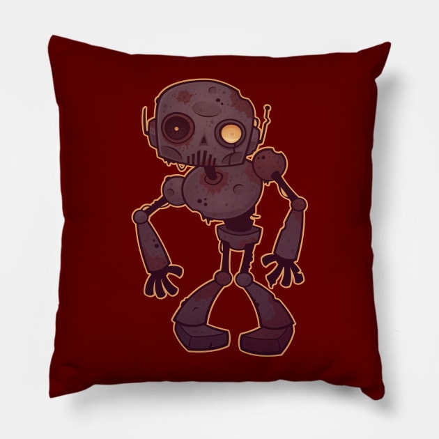 Rusty Zombie Robot Pillow by fizzgig