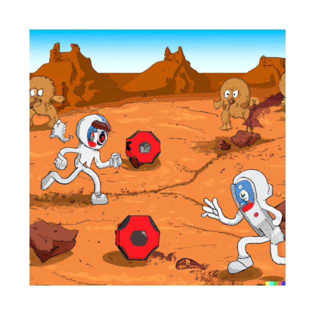 Astronauts playing football on Mars by Best.Gifts.Gabriel