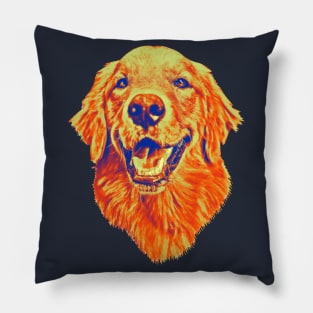 Golden Retriever Smiling Red Tritone Pillow