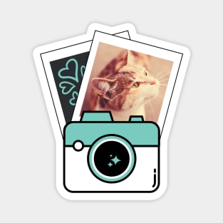 Dreamy Polaroid Frame Cat Photo Magnet