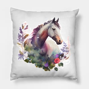 Horse Floral Pillow