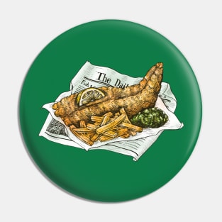 Hand Drawn Fried Fish & Chips Pin