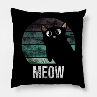 Meow black cat Pillow