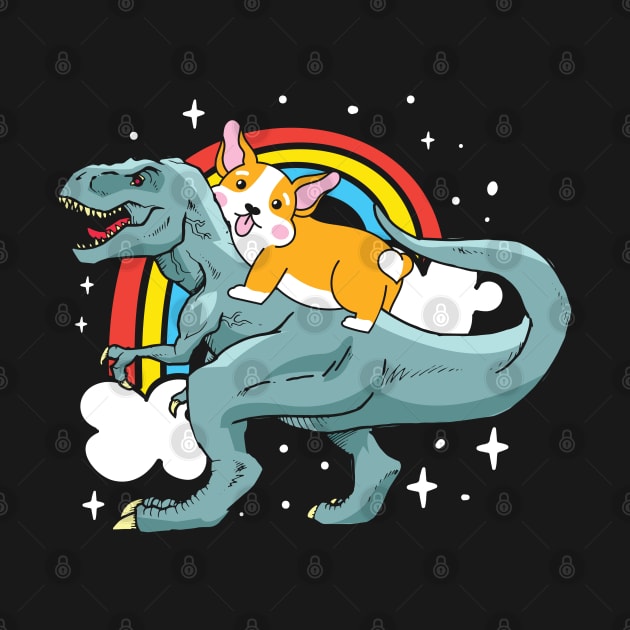 Corgi Riding Dinosaur by AngelBeez29