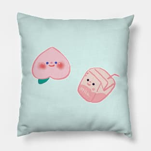 cute kawaii pastel pink peach and strawberry milk Pillow