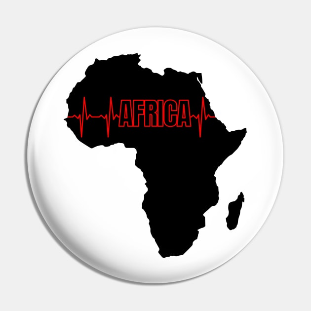 Africa Continent Heartbeat Pin by UrbanLifeApparel