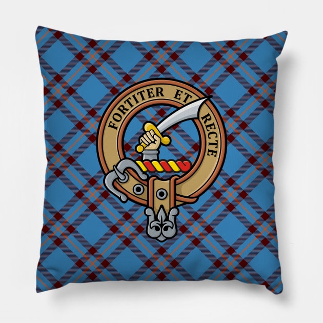 Clan Elliot Crest over Ancient Tartan Pillow by sifis